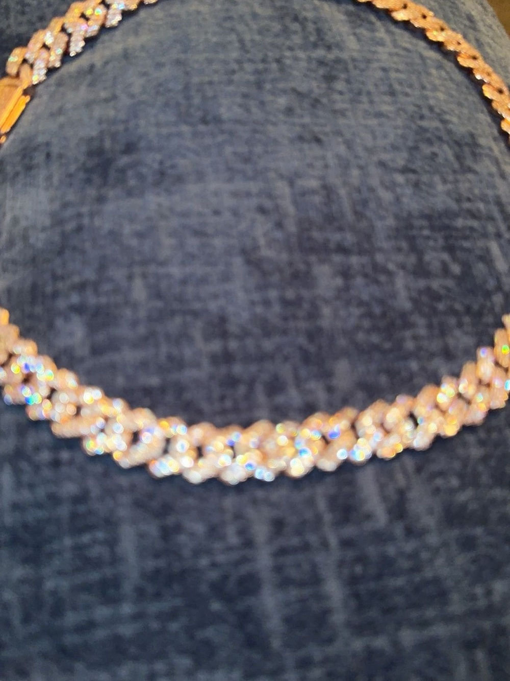 Rose Gold plated stainless, 13mm 22inch Cuban link chain prong set